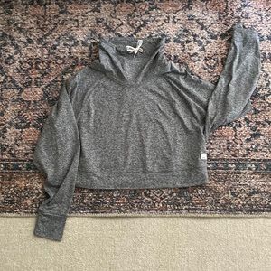 Gray Crop Funnel Neck Pullover Top